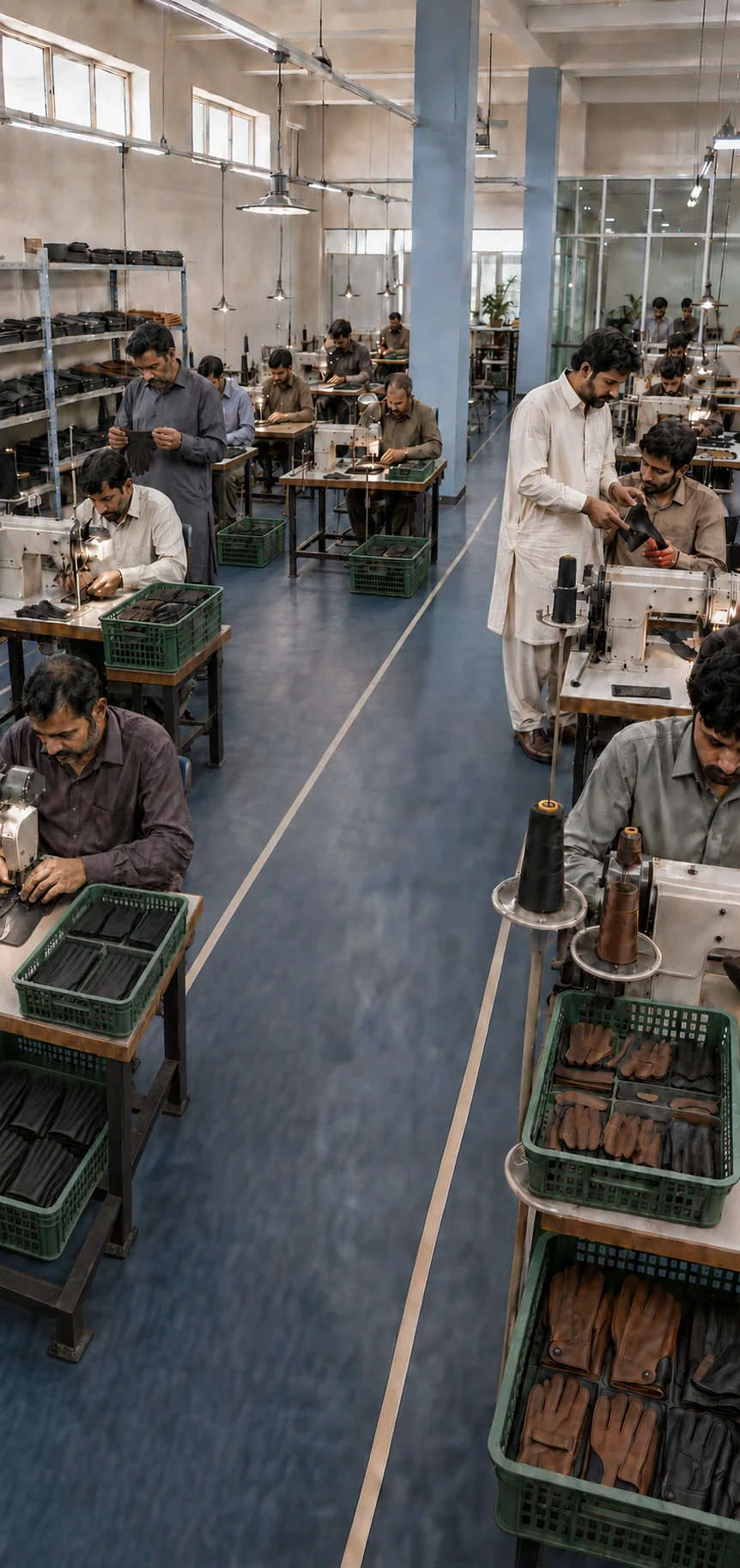 De Star Industry glove stitching floor with in-line quality inspection
