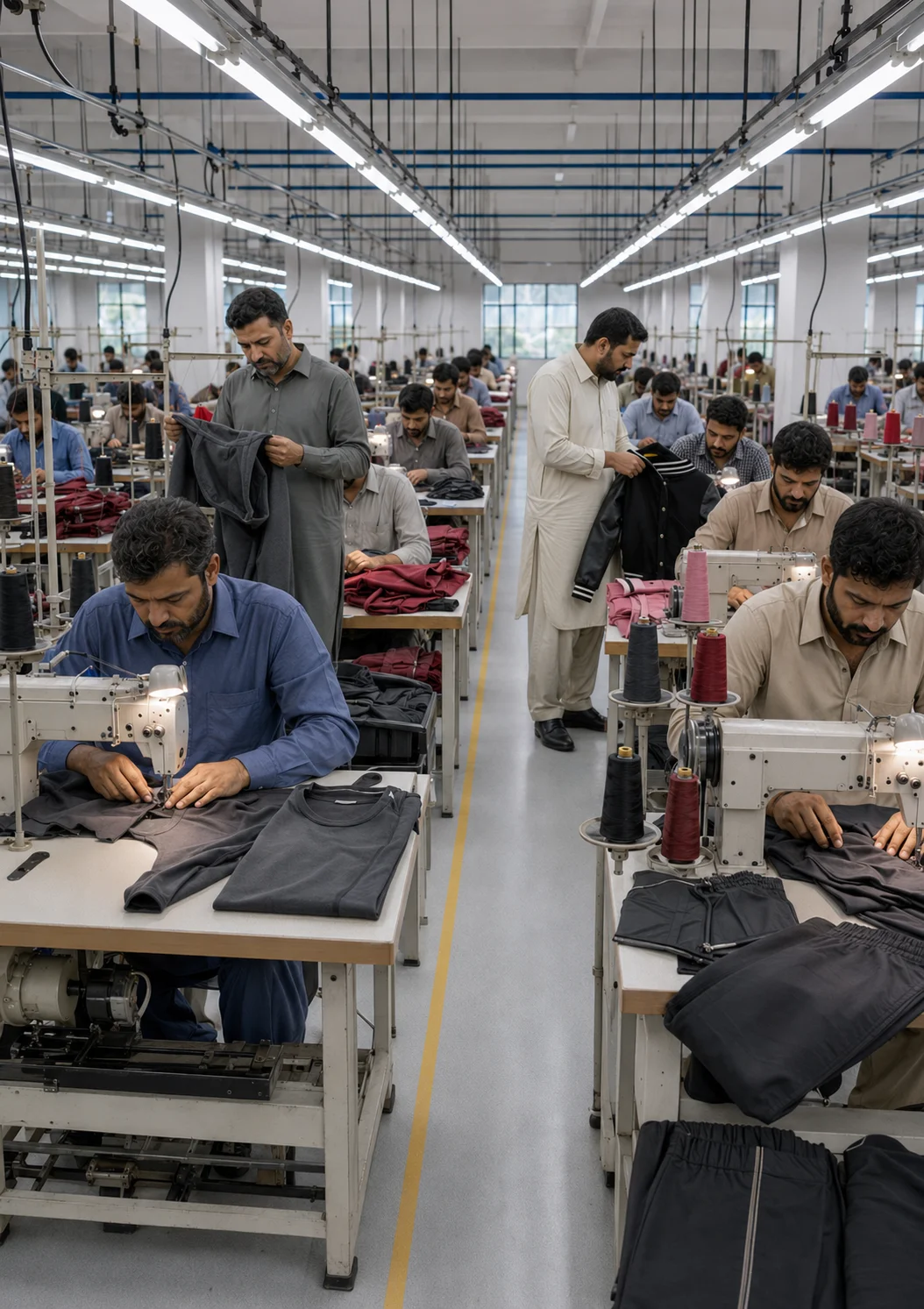 De Star Industry performance-wear sewing floor with in-line quality inspections