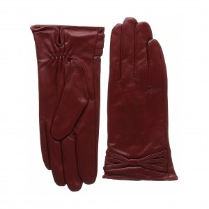Womens soft premium leather gloves with bow