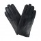 Mens winter style fur lined black leather gloves