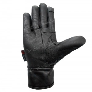 Winter genuine leather black CP gloves for men