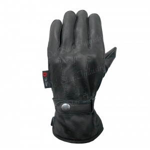 Men's Luxury Black Leather Gloves with Strap
